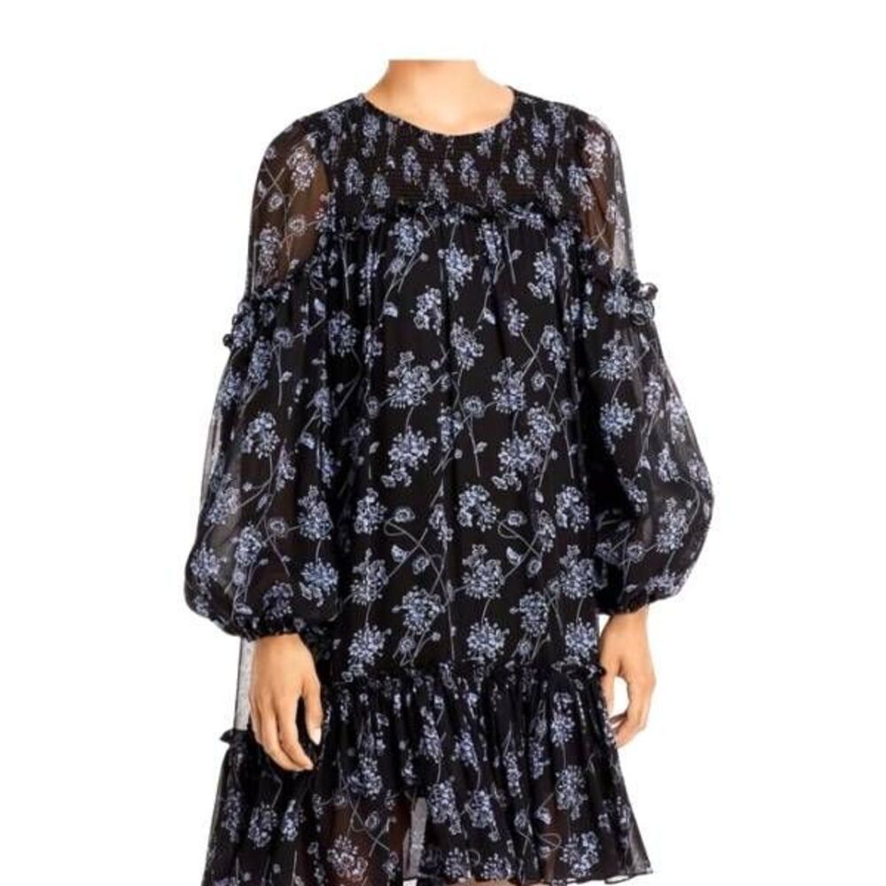Nwt Cinq A Sept Zola Printed Ruffled Dress Sz 8